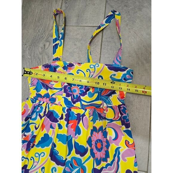 J. Crew Tiered Taffeta Dress Curly Bold Floral Summer Colorcore Size 00 Pockets! - Picture 10 of 10